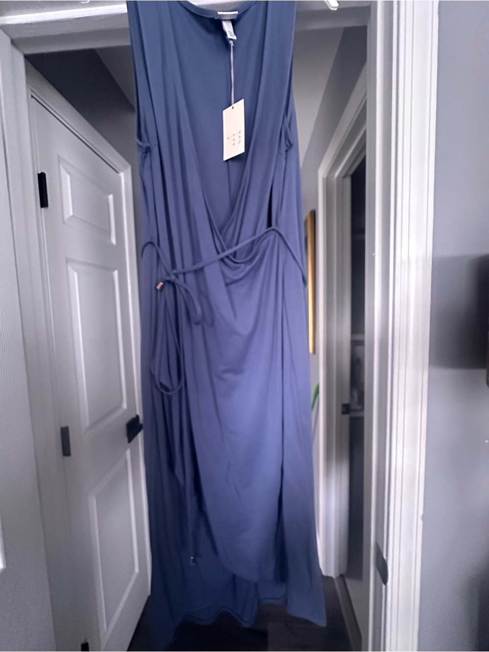 A New Day light blue sleeveless wrap dress